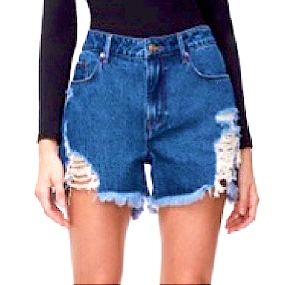 Topshop Womens high waisted distressed shorts cutoff